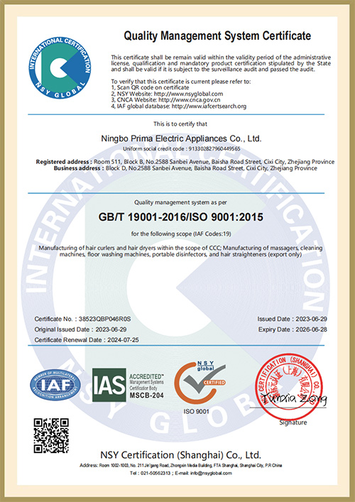 Mga Sertipiko ng ISO9001 Mga Sertipiko ng ISO9001